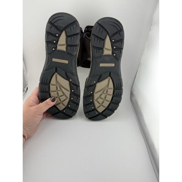 Lands\' End Men\'s Water Sport Sandal Rich Coffee Brown Adjustable Hook Loop 8 D